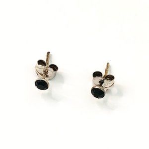 925 Sterling Silver Round Black CZ Earrings